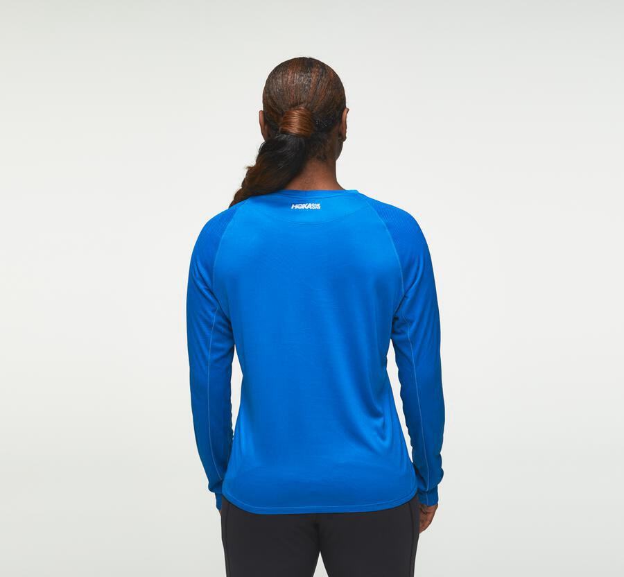 Hoka One One Top Dame - Performance Lang Sleeve - Blå - 817350IKP